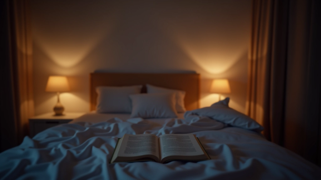 Chambre à coucher sereine sans appareils électroniques, lumière chaude et apaisante